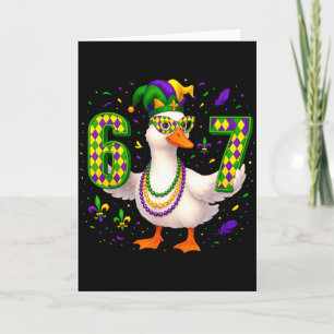 Sechs Sieben 67 Meme Gans Mit Narrenhut & Perle Karte