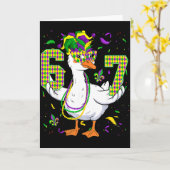 Sechs Sieben 67 Meme Gans mit Narrenhut & Perle Karte (Gelbe Blume)