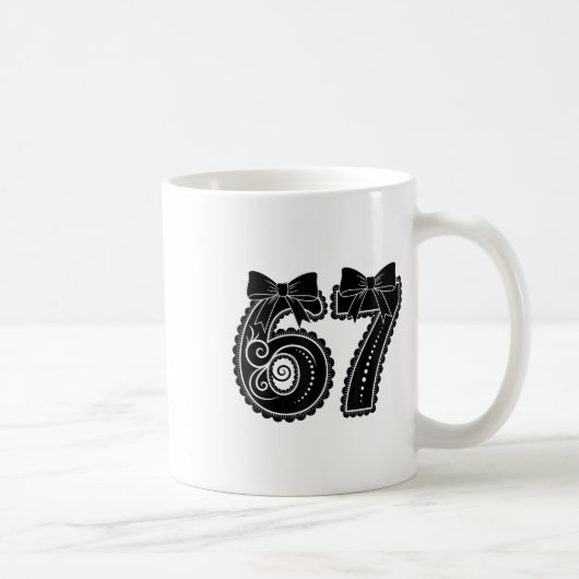 Sechs Sieben 67 Meme Nummer 67 Coquette Bogen Frau Kaffeetasse (Rechts)