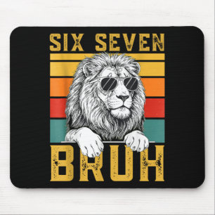 Sechs Sieben 6 7 67 Meme Lustiger Löwe Retro Vinta Mousepad