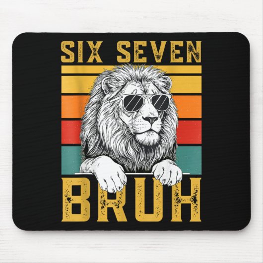 Sechs Sieben 6 7 67 Meme Lustiger Löwe Retro Vinta Mousepad (Vorne)
