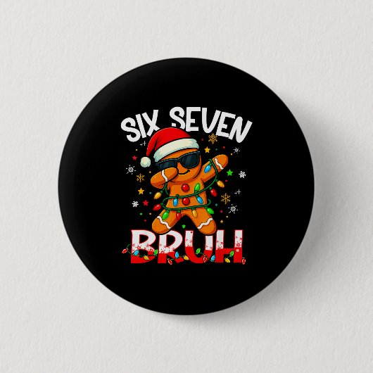 Sechs Sieben 6 7 Meme Dabbing Lebkuchenmann Weihna Button (Vorderseite)