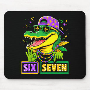 Sechs sieben Alligator 6 7 Mardi Gras 67 Meme Jung Mousepad