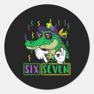 Sechs Sieben Alligator 6 7 Runder Aufkleber