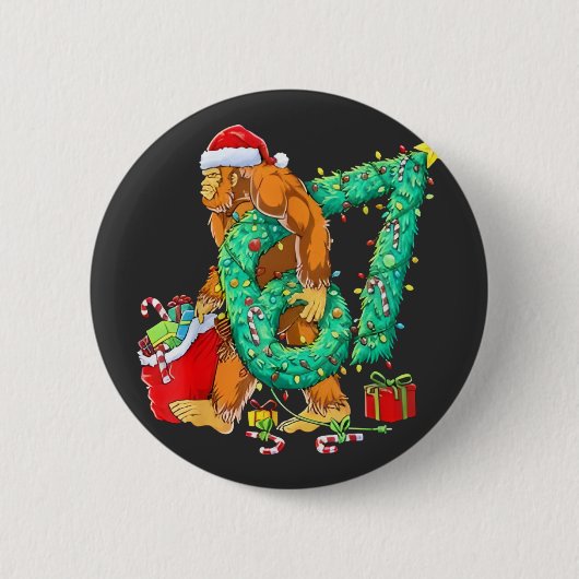 Sechs Sieben Bigfoot 67 Sasquatch Meme Weihnachten Button (Vorderseite)
