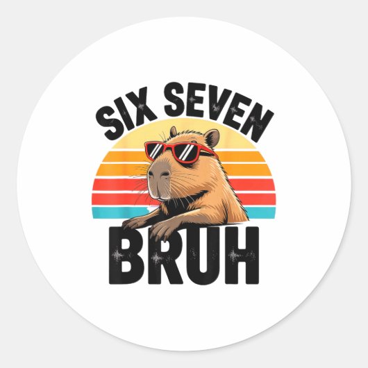 Sechs Sieben Bruh 67 Meme Capybara Runder Aufkleber (Vorderseite)