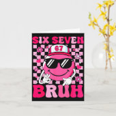 Sechs Sieben Bruh 67 Meme Lächeln Gesicht Valentin Karte (Gelbe Blume)