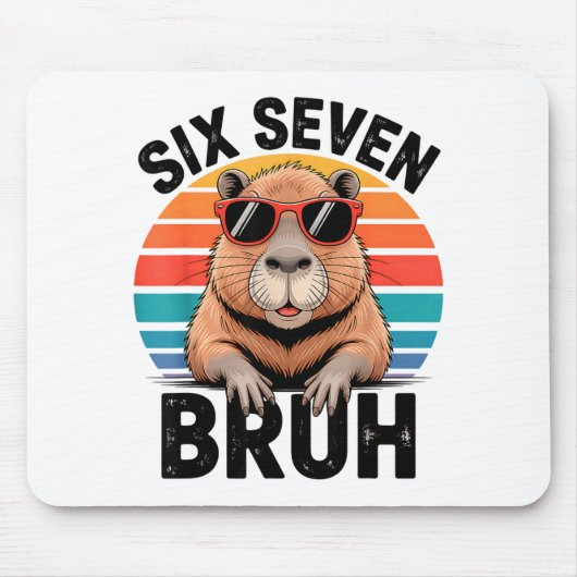 Sechs Sieben Bruh 6 7 Meme Lustiges Capybara 6 7  Mousepad (Vorne)