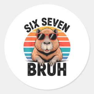 Sechs Sieben Bruh 6 7 Meme Lustiges Capybara 6 7  Runder Aufkleber