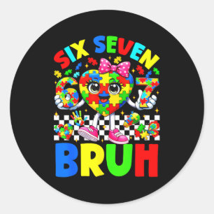 Sechs sieben bruh 6 7 Puzzle Herz 67 Autismus bewu Runder Aufkleber