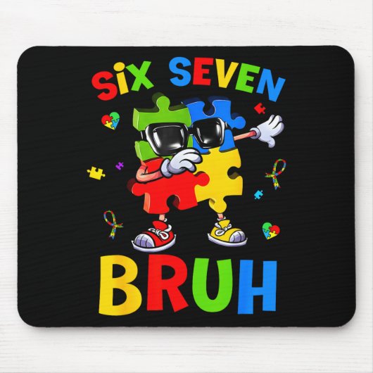 Sechs sieben bruh Autismusrätsel 67 Meme-Männer Mousepad (Vorne)