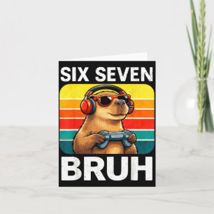 Sechs Sieben Bruh Capybara Retro Vintage Lustig 67 Karte
