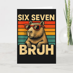 Sechs Sieben Bruh Capybara Retro Vintage Lustig 67 Karte
