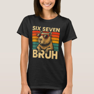 Sechs Sieben Bruh Capybara Retro Vintage Lustig 67 T-Shirt