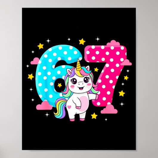 Sechs Sieben Bruh Dabbing Einhorn 6 7 Meme 7. Gebu Poster (Vorne)