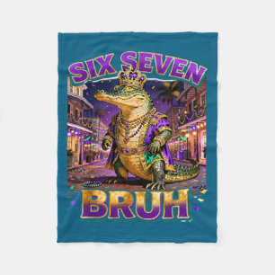 Sechs sieben bruh Mardi Gras Alligator König New O Fleecedecke