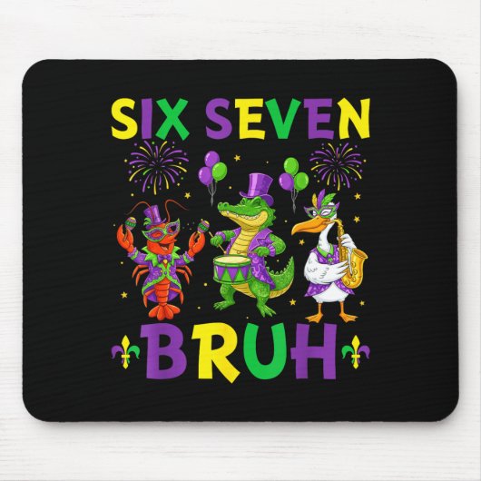 Sechs Sieben Bruh Meme Alligator Crawfish Pelikan Mousepad (Vorne)
