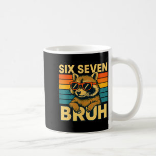 Sechs Sieben Bruh Waschbär Vintage Lustig 67 Meme Kaffeetasse