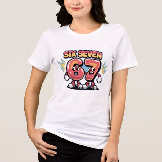 Sechs Sieben Cartoon Nummer Design (67) Tri-Blend Shirt (Vorderseite)