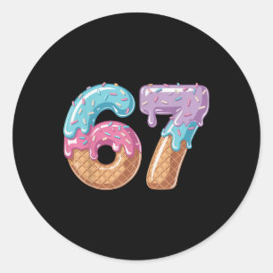 Sechs Sieben Eis Drip Lustig 67 Meme Nummer 6 An Runder Aufkleber