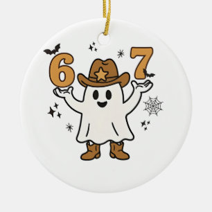 Sechs Sieben Gruseliger Halloween-Sport 67 Mason M Keramik Ornament