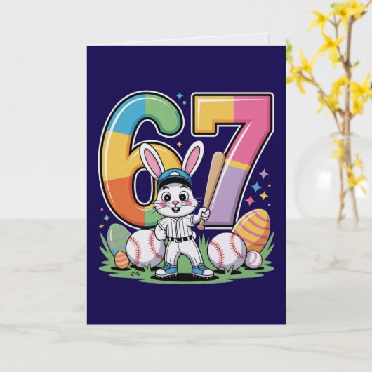 Sechs Sieben Hase Baseball Ostern Karte (Gelbe Blume)