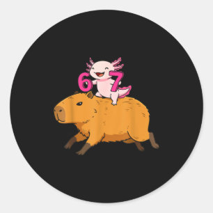 Sechs Sieben Kawaii Axolotl Capybara Runder Aufkleber