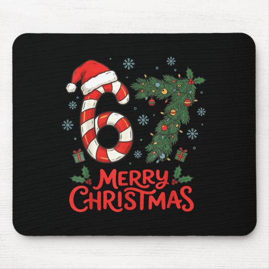 Sechs Sieben Lustig 6 7 Meme Weihnachten Mousepad (Vorne)