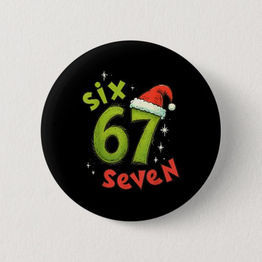 Sechs Sieben Lustige Weihnachten Meme Grün Rot Fei Button (Vorderseite)