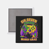 Sechs Sieben Mardi Gras Gamer Controller Perlen 67 Magnet (Vorderseite/Rückseite)