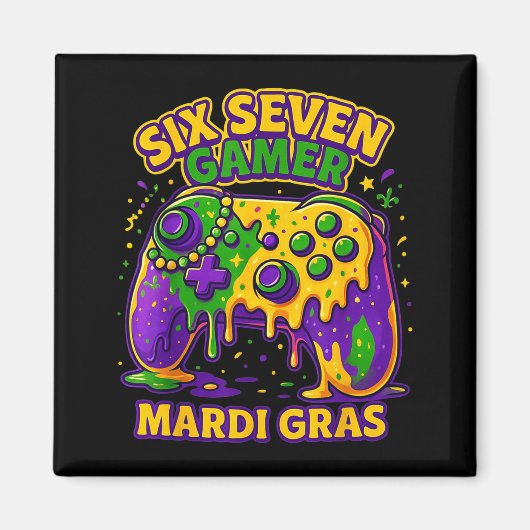 Sechs Sieben Mardi Gras Gamer Controller Perlen 67 Magnet (Vorne)