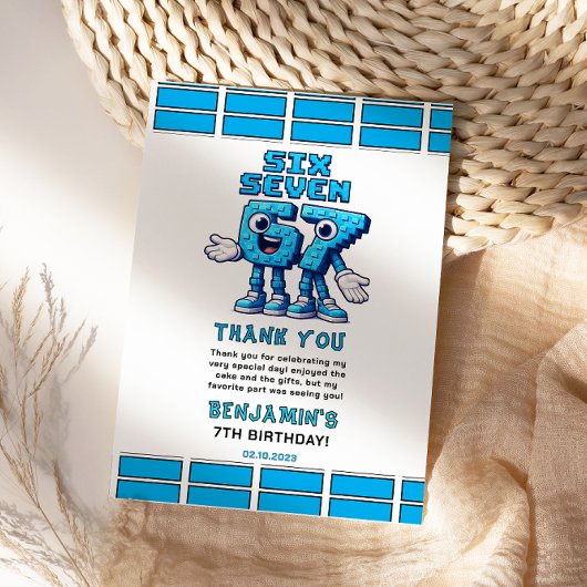 Sechs Sieben Meme 7. Geburtstag | Lustig Trendy Dankeskarte