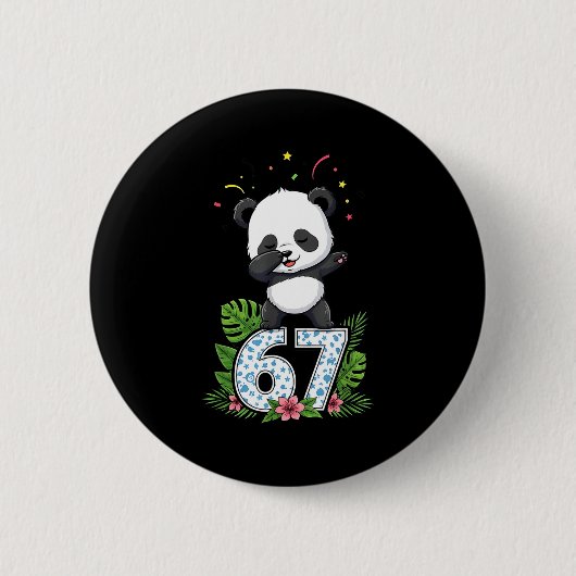 Sechs Sieben Meme Dabbing Baby Panda 67 Lustig Gen Button (Vorderseite)