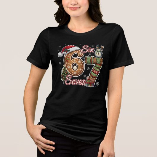 Sechs Sieben Meme Lebkuchen Weihnachtsgeschenk Tri-Blend Shirt (Vorderseite)