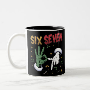 Sechs Sieben Meme Lustiger Böser Typ Weihnachten V Zweifarbige Tasse