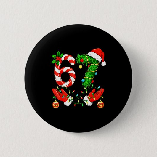 Sechs Sieben Meme Weihnachten 67 Santa Lustige Wei Button (Vorderseite)