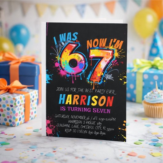 Sechs Sieben Party Geburtstag Einladung