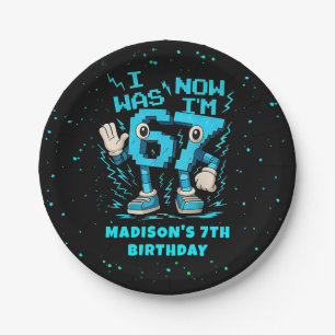 Sechs Sieben Pixel Meme Geburtstag Papier Teller