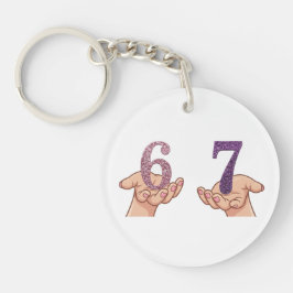 Sechs Sieben Rosa Lila Glitter Gehirn Fäule Schlüsselanhänger