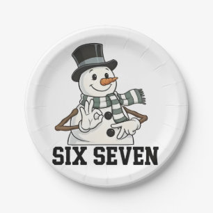 Sechs Sieben Schneemann Weihnachten Santa 6 7 Xmas Pappteller