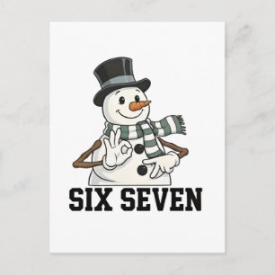 Sechs Sieben Schneemann Weihnachten Santa 6 7 Xmas Postkarte