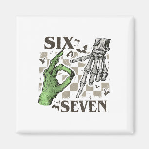 Sechs Sieben Skelett-Handzeichen-Meme Halloween Fr Magnet