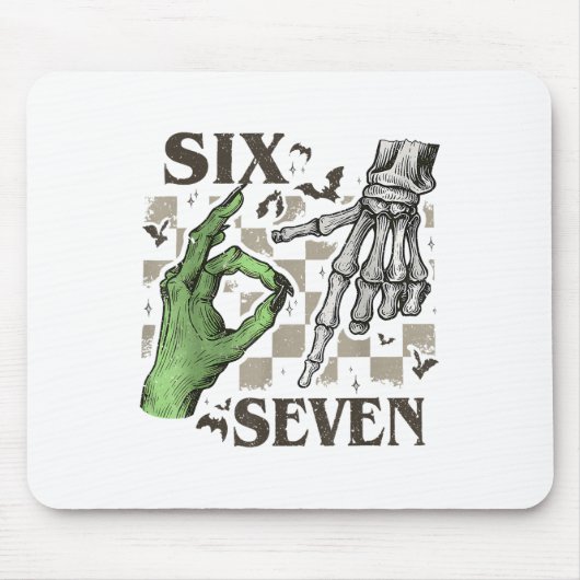 Sechs Sieben Skelett-Handzeichen-Meme Halloween Fr Mousepad (Vorne)
