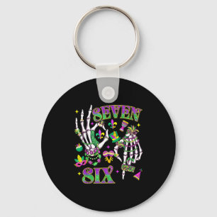 Sechs Sieben Skeletthand Mardi Gras Karneval Fleur Schlüsselanhänger