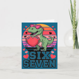 Sechs Sieben Valentinstag Dinosaurier T-Rex Für Ki Karte