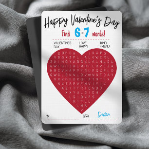 Sechs Sieben Valentinstag-Wortsuche Herz-Austausch Einladung