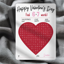 Sechs Sieben Valentinstag-Wortsuche Herz-Tausch