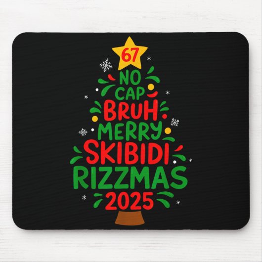 Sechs Sieben Weihnachtsbaum 67 Kein Cap Bruh Meme Mousepad (Vorne)