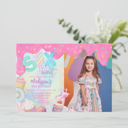 Sechs sind so süß einladung (Stehend Vorderseite)