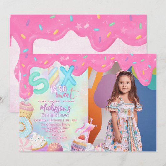 Sechs sind so süß einladung (Vorne/Hinten)